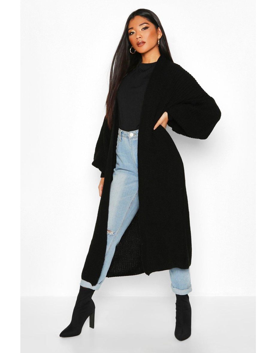 Oversized Balloon Sleeve Cardigan - black