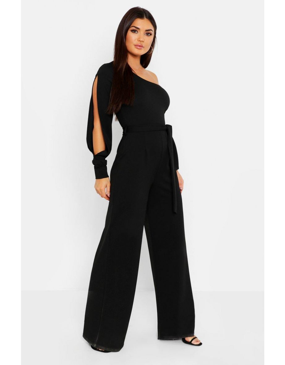 Split Sleeve Jumpsuit - black