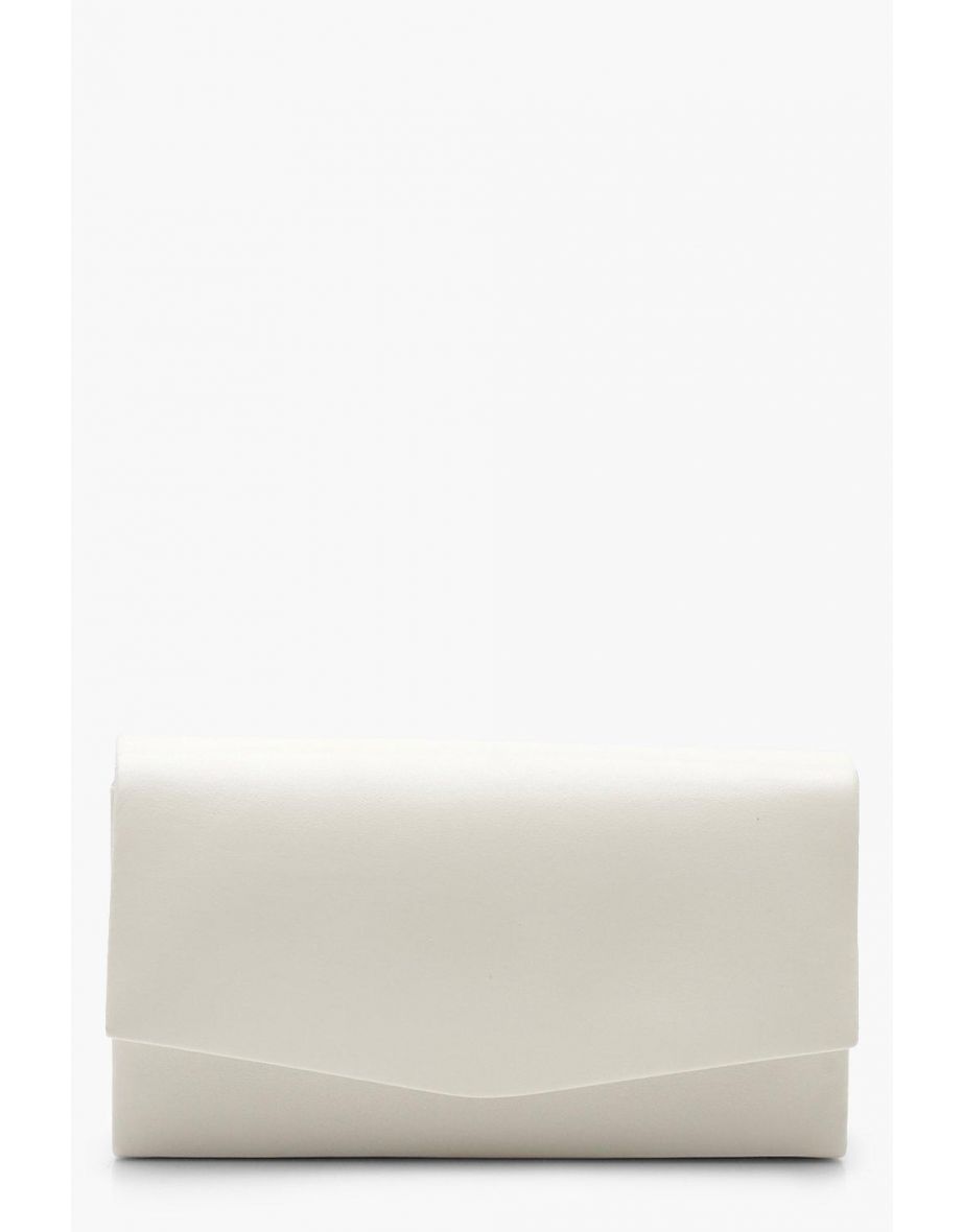 Structured PU Clutch Bag & Chain - white