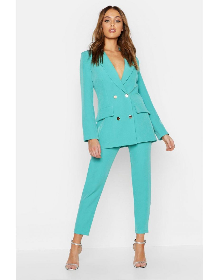 Double Breasted Military Blazer - jade