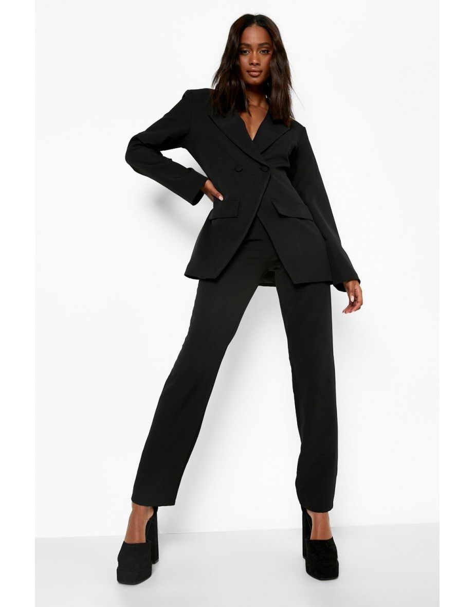 Straight Leg Tailored Trousers - black