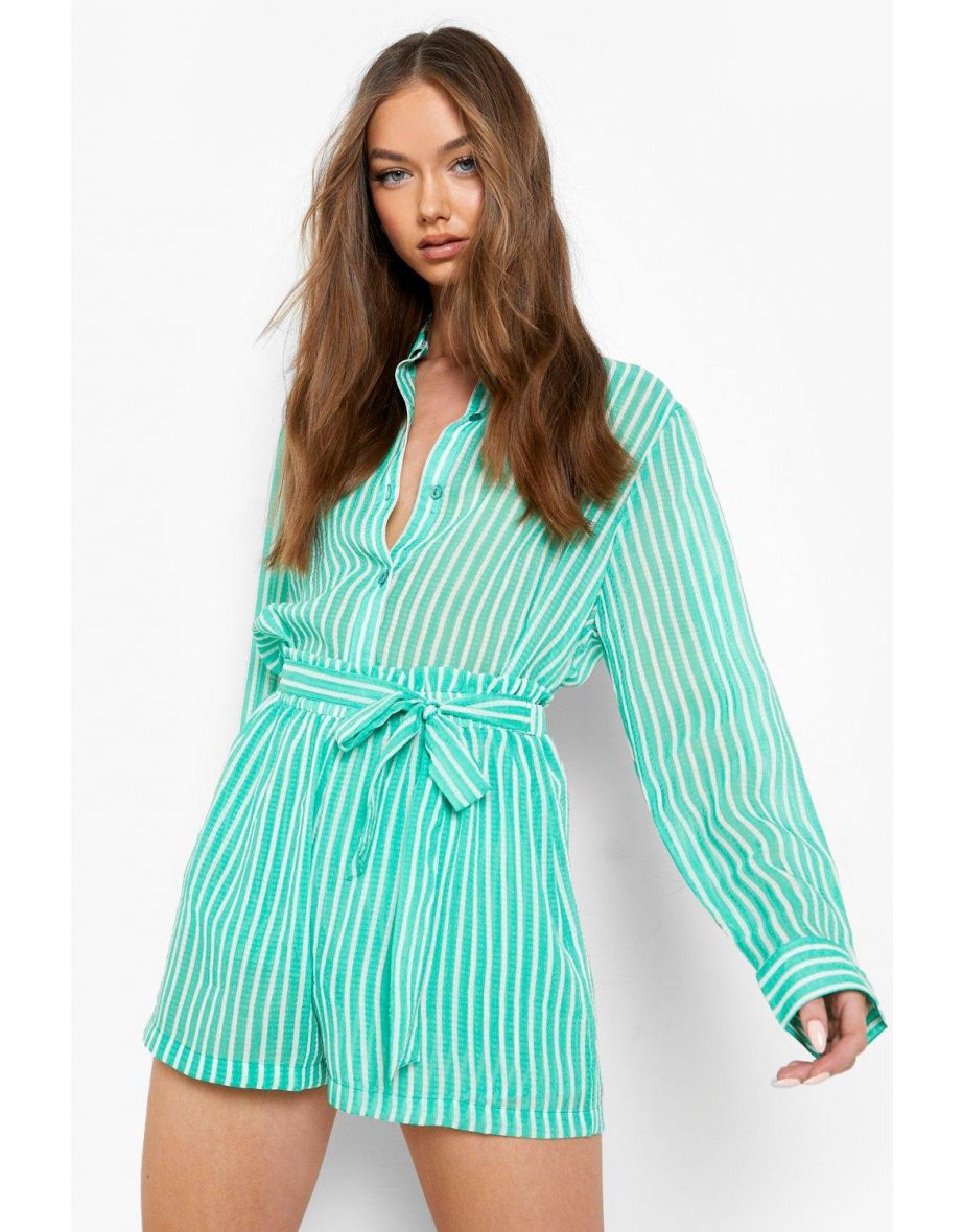 Textured Stripe Flippy Short - green - 3