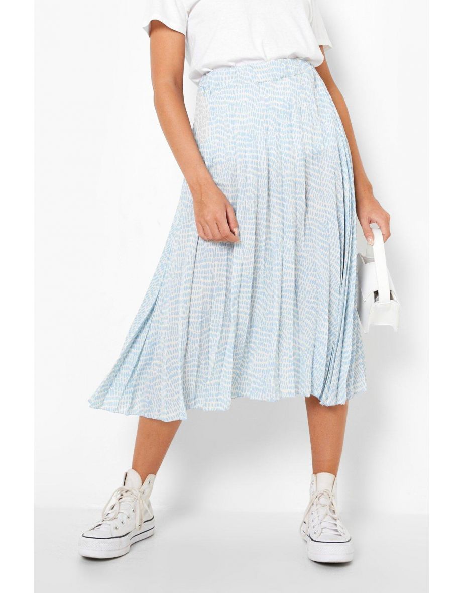 Pleated Elasticated Waist Midi Skirt - pale blue - 3