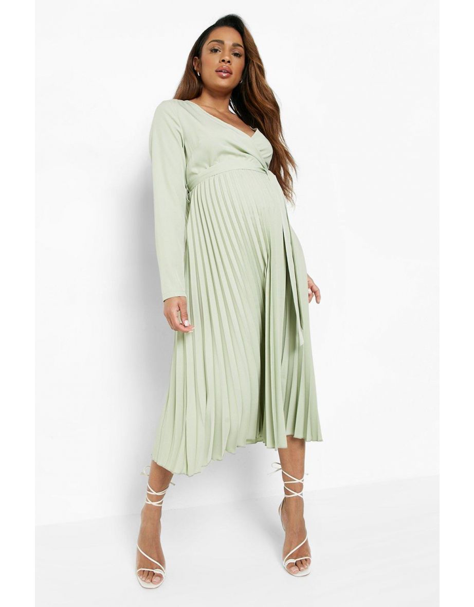 Maternity wrap midi dress top