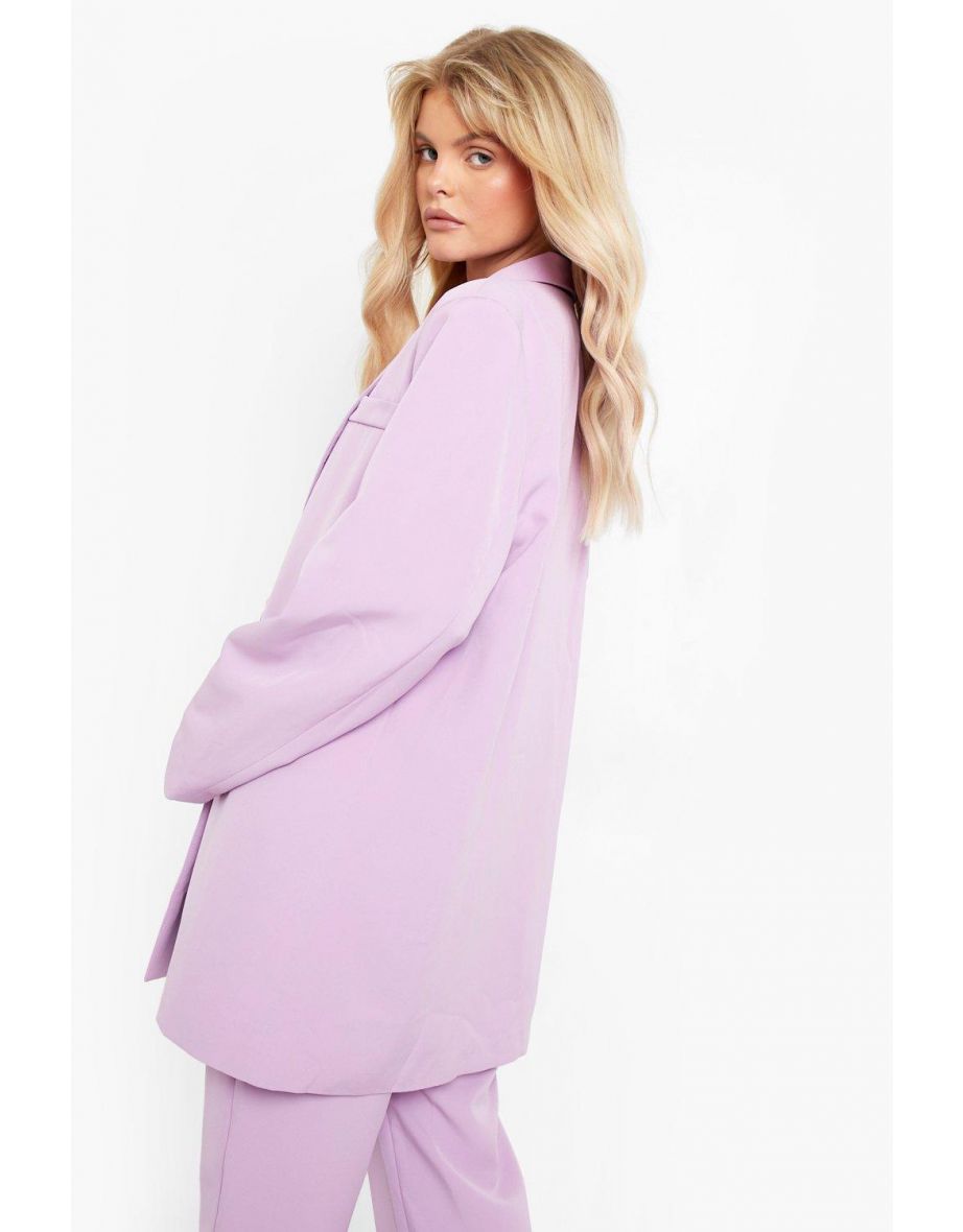 Tailored Longline Double Breasted Blazer - lilac - 1