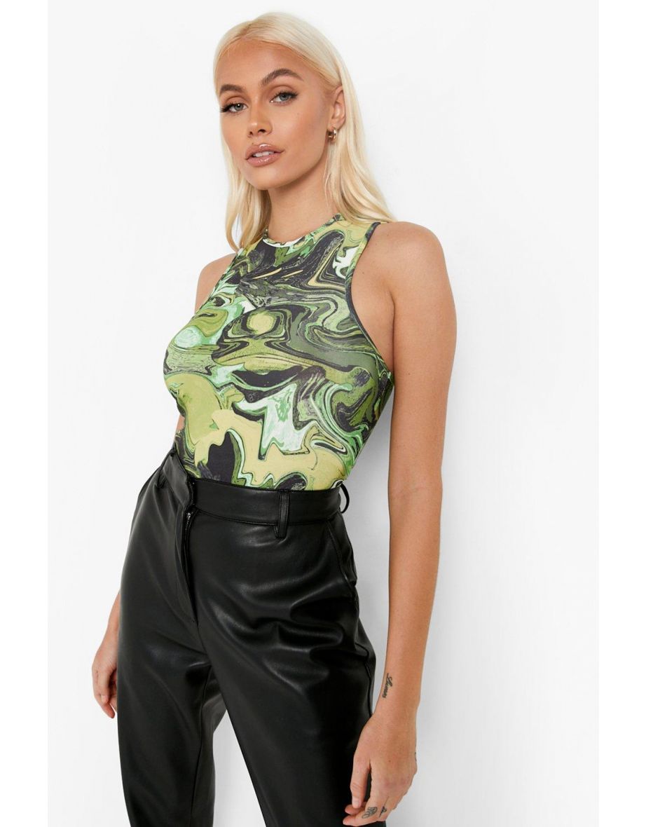 Marble Slinky Racer Bodysuit - green