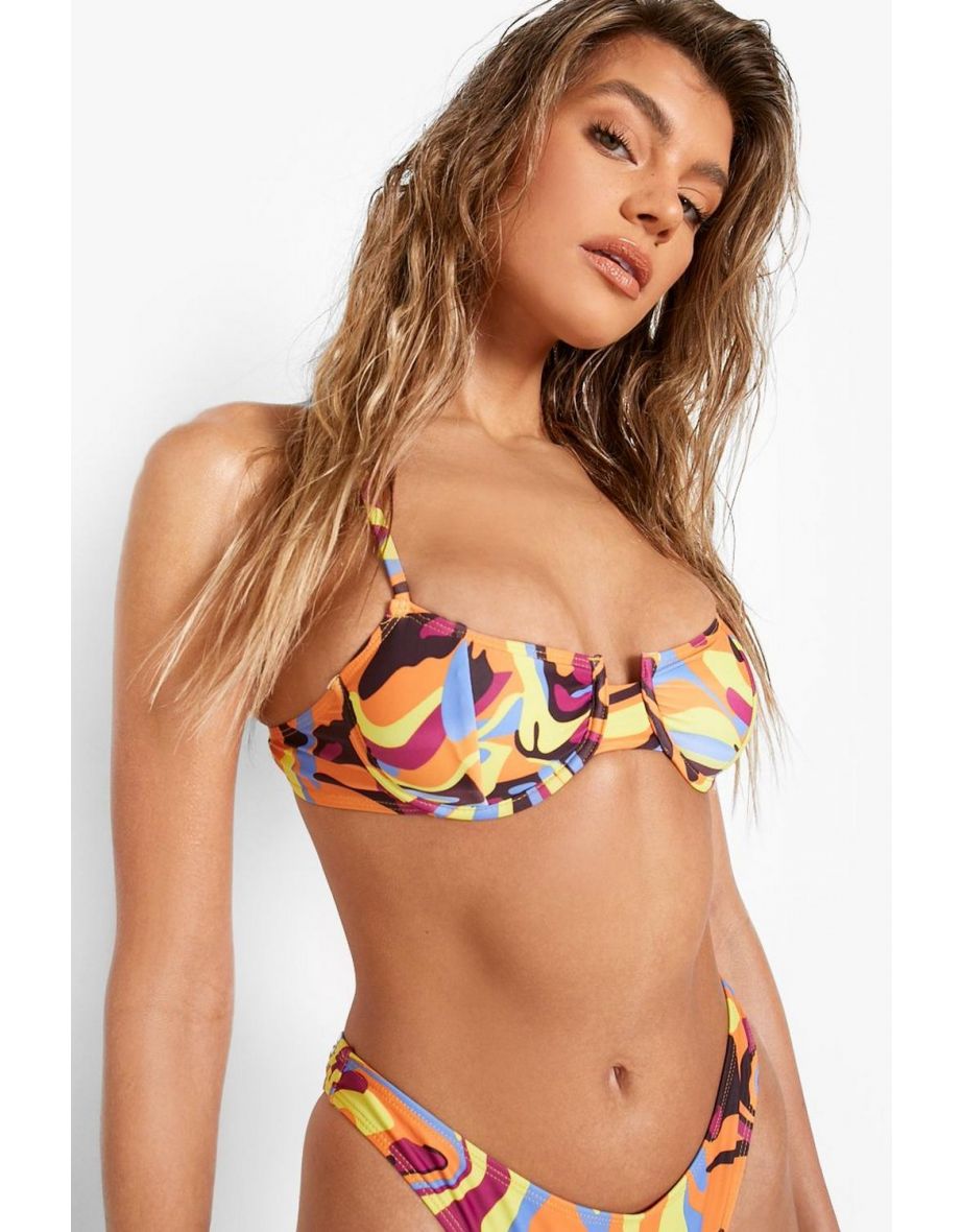 Marble Underwired Bikini Top - multi