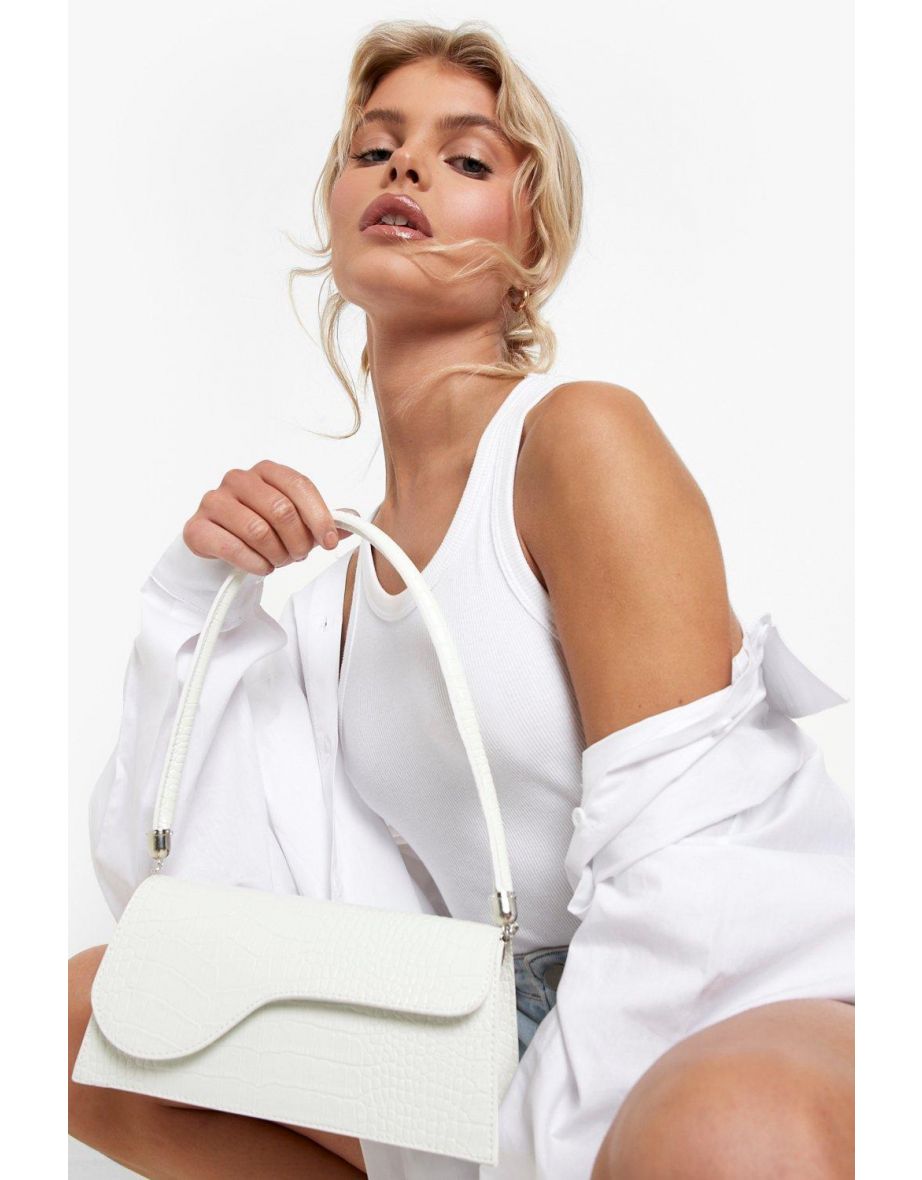 Asymmetric Shoulder Bag - cream