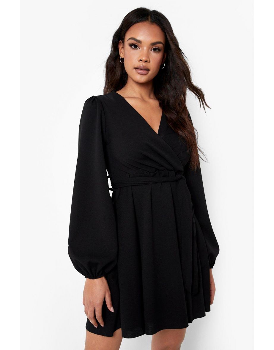 Balloon sleeve wrap dress online