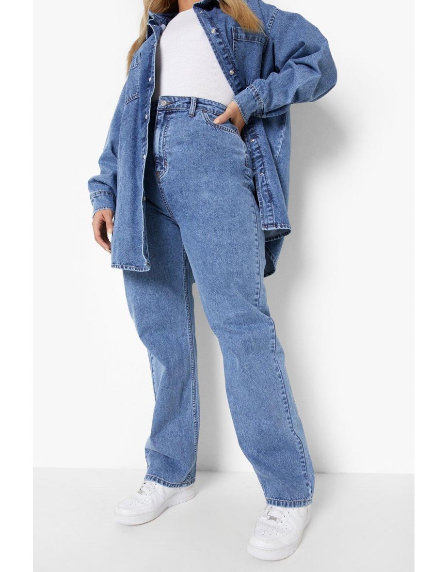 Plus High Waist Wide Leg Jean - dark blue - 3