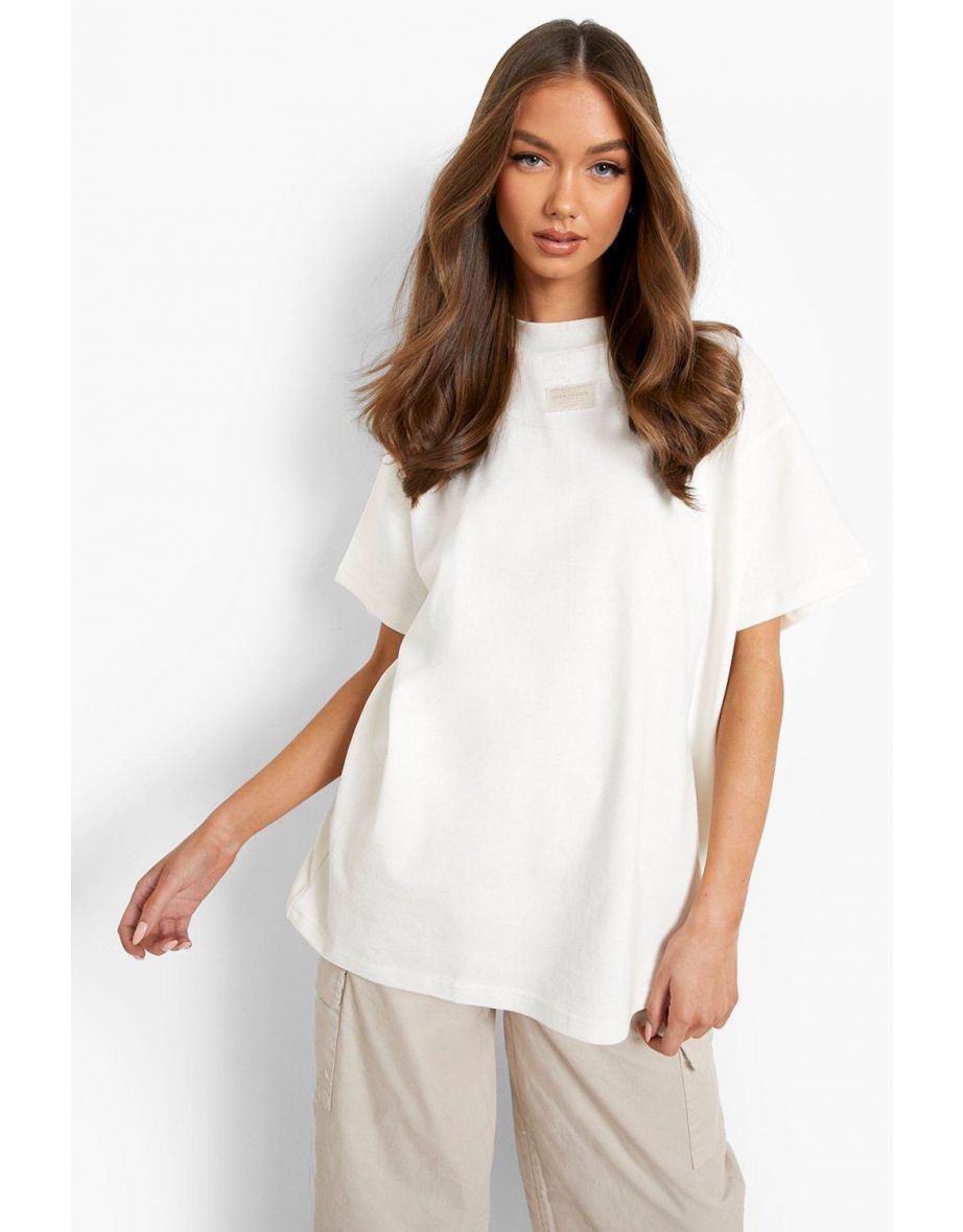 Heavy Weight Extended Neck Oversized T-shirt - ecru - 3