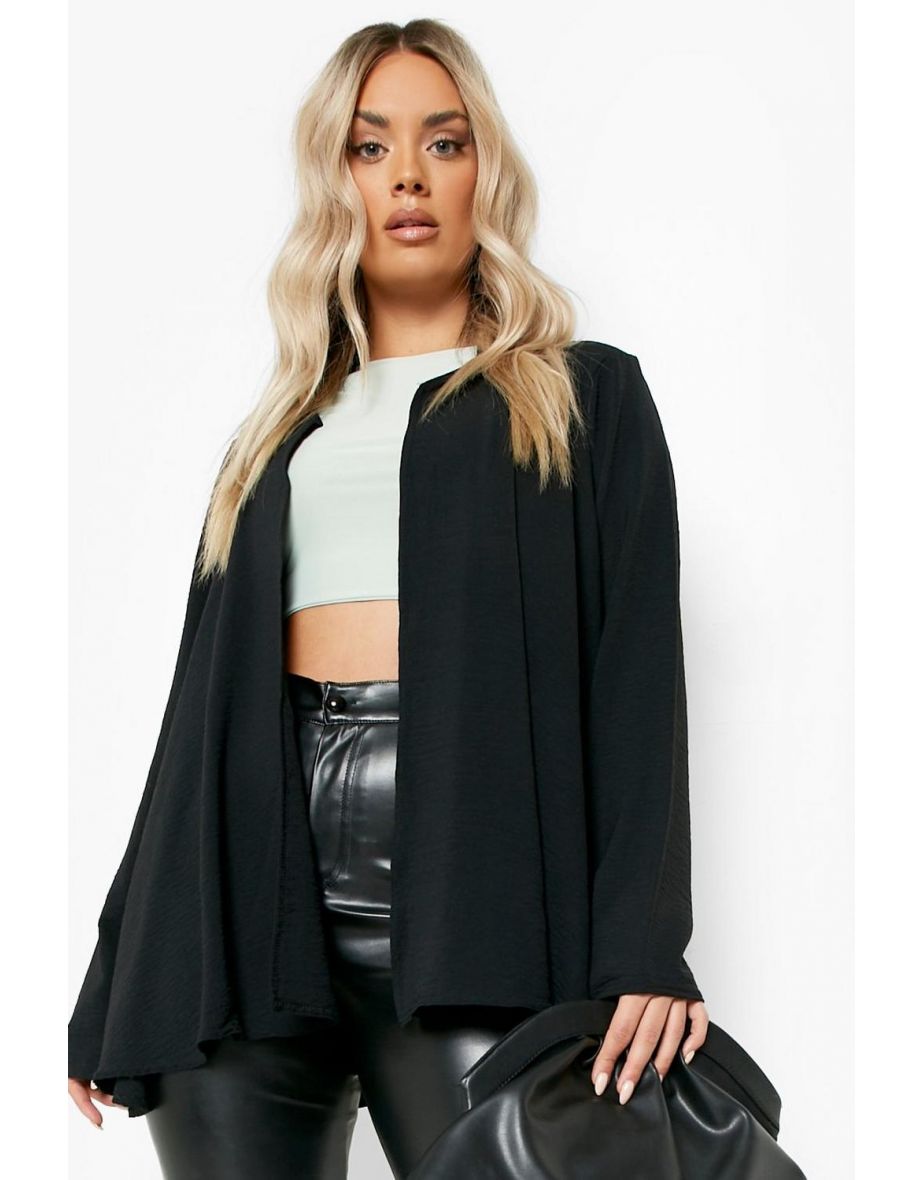 Plus Crepe Waterfall Kimono - black - 3