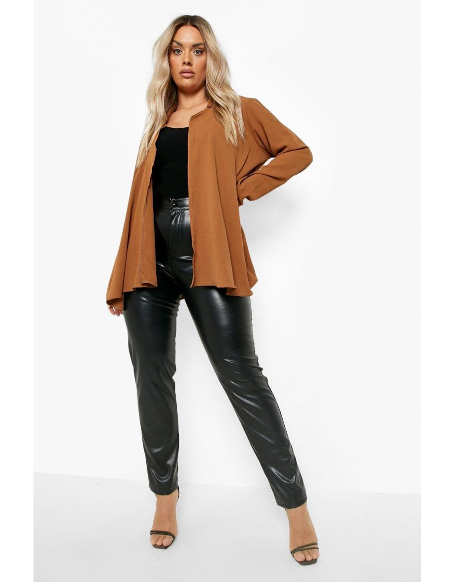 Plus Crepe Waterfall Kimono - chocolate
