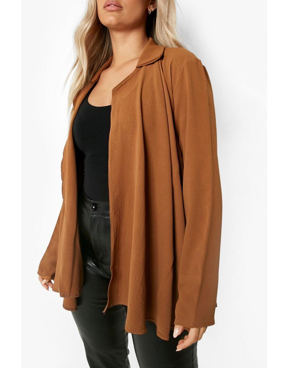 Plus Crepe Waterfall Kimono - chocolate - 3