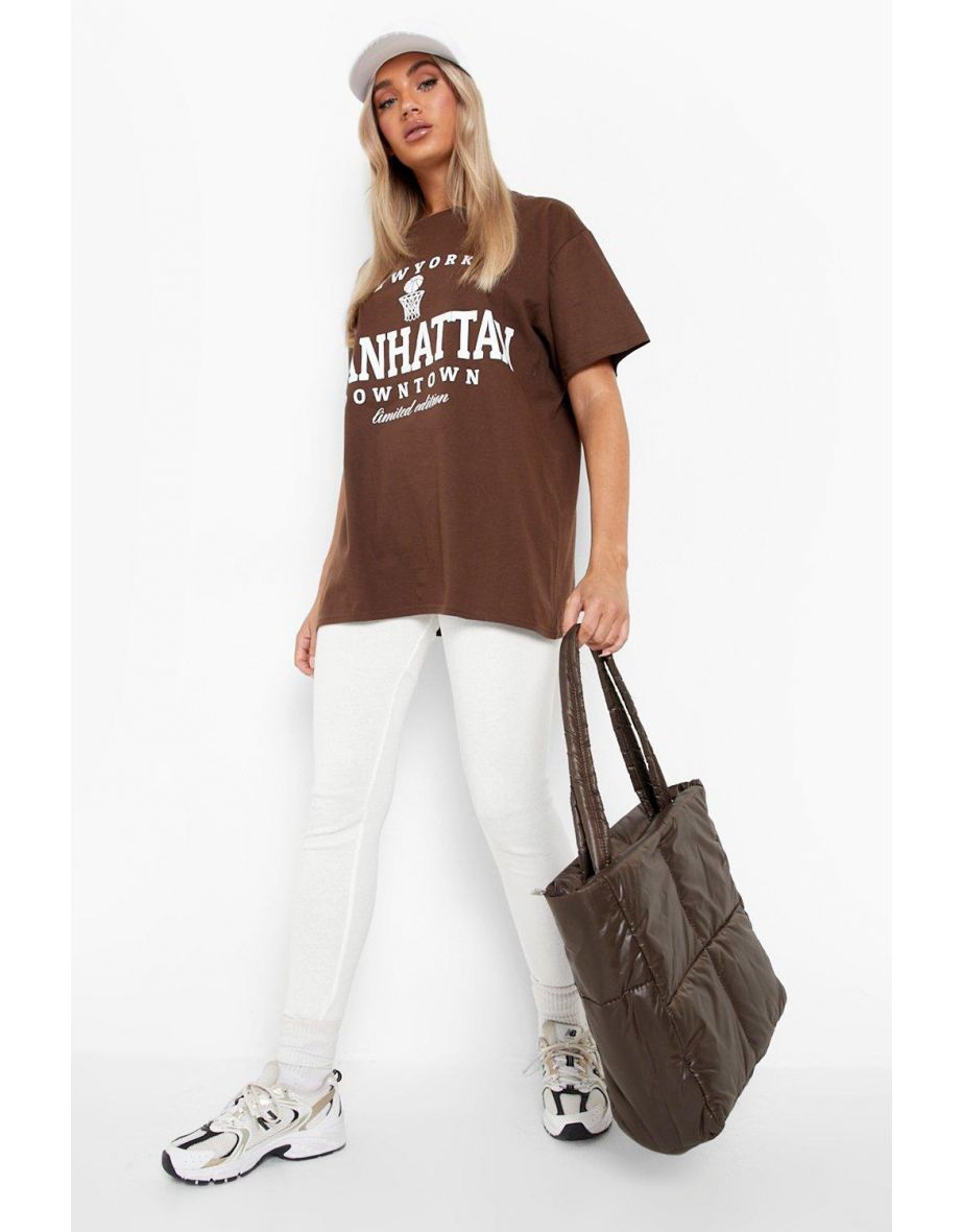 shirt  Boohoo UK - Women's Brown Plus Manhattan Slogan Oversized