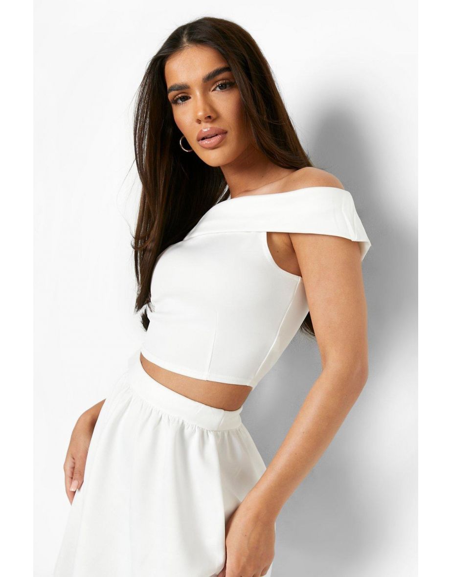 Bardot Top & Dip Hem Maxi Skirt - ivory - 3