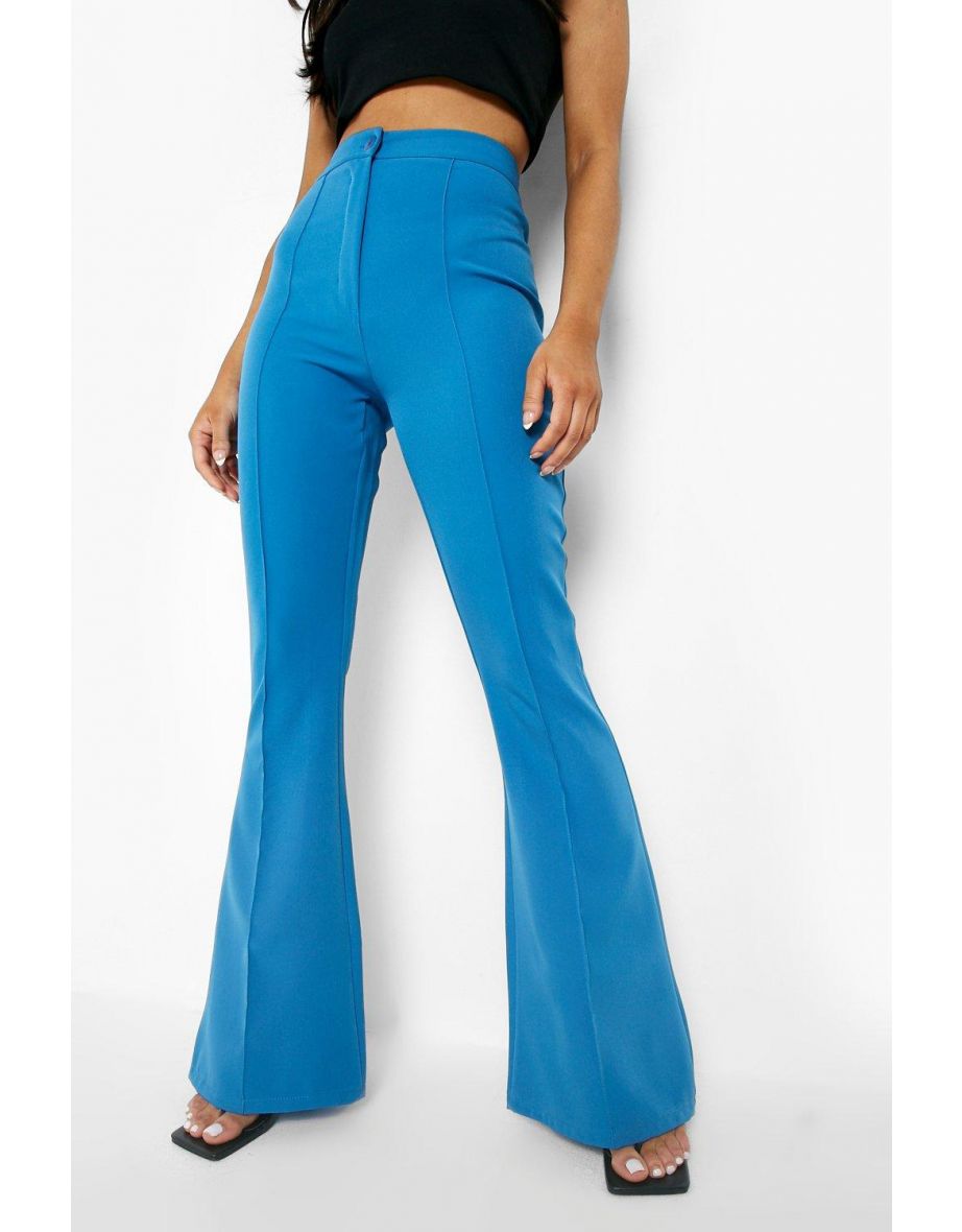 Petite Seam Detail Flared Tailored Trouser - blue - 3