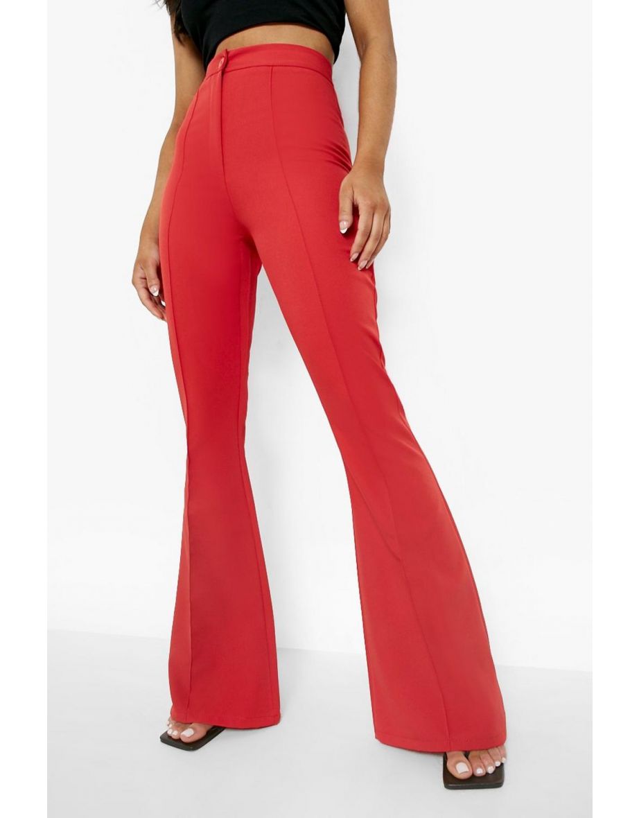 Petite Seam Detail Flared Tailored Trouser - red - 3