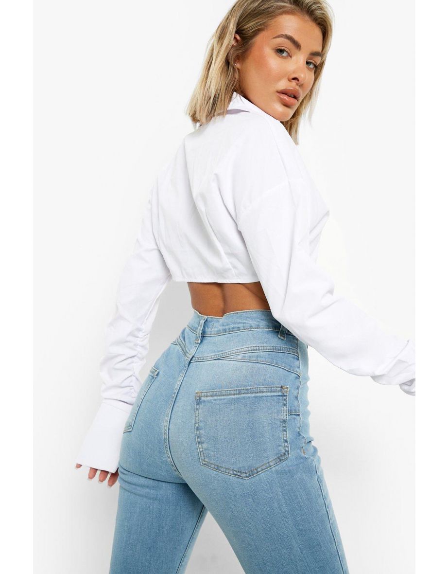 Butt Shaper Mid Rise Skinny Flared Jeans - light wash - 3