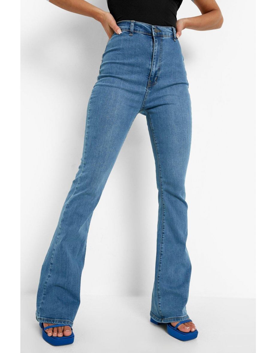 Butt Shaper Mid Rise Skinny Flared Jeans - mid wash - 3