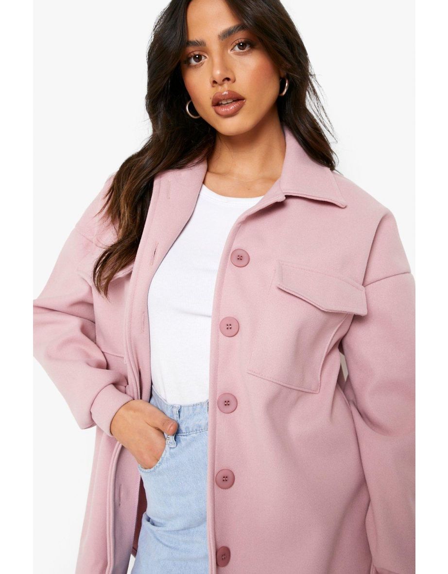 Pastel Wool Look Shacket - pastel pink - 3