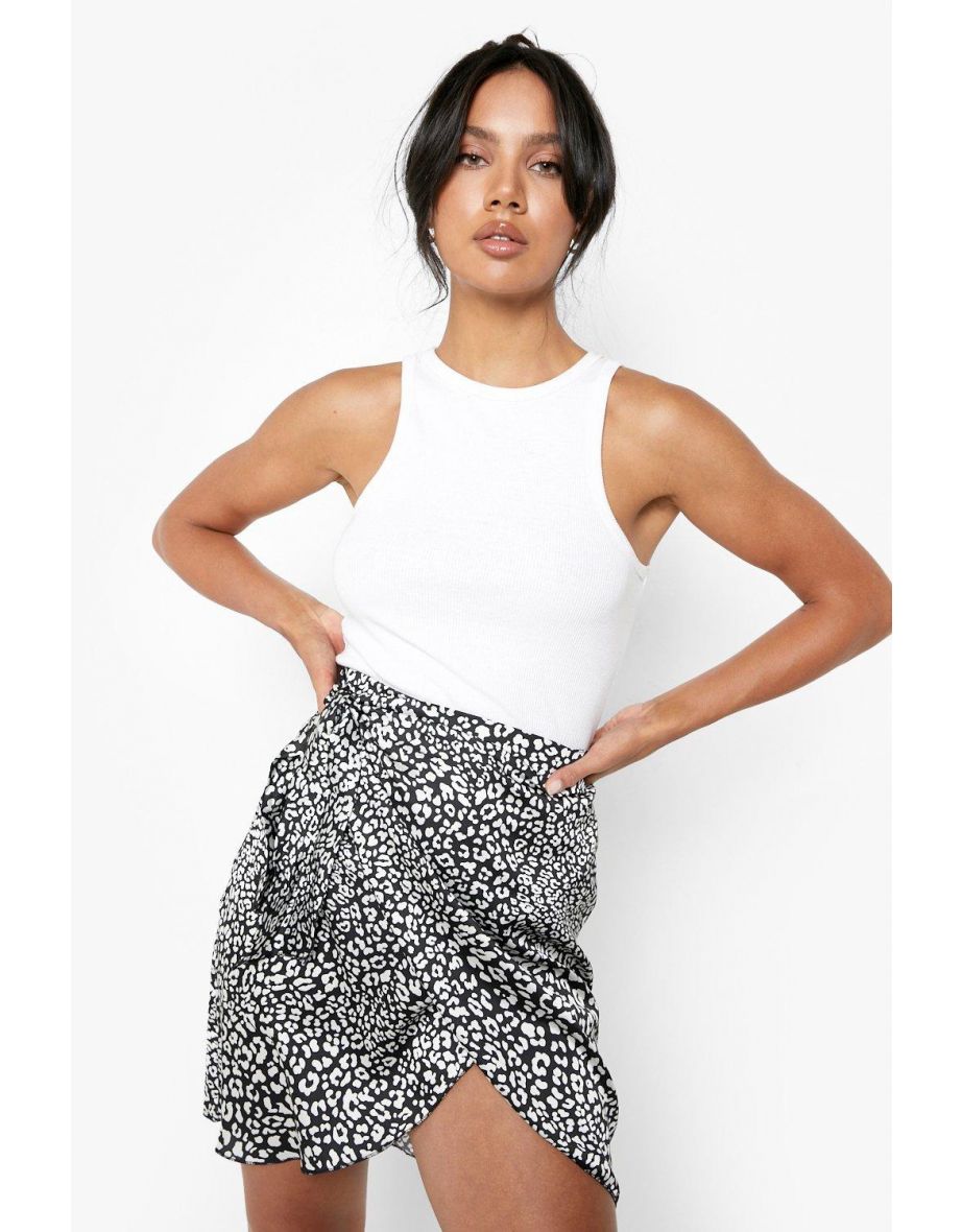 Leopard print satin mini skirt best sale