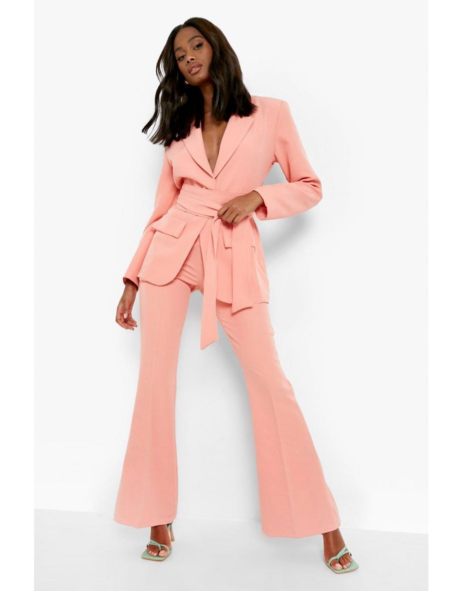 Tailored Fit & Flare Trousers - coral