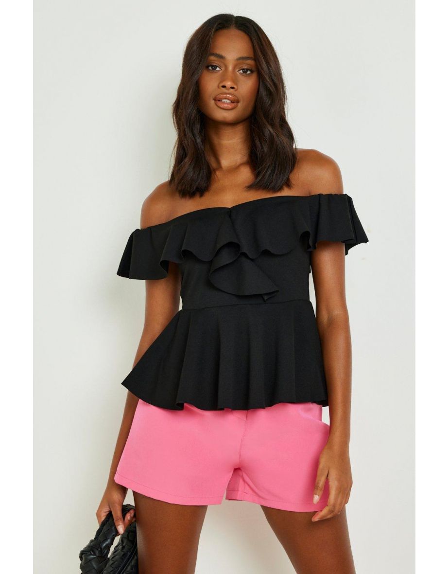 Black off the shoulder peplum top online