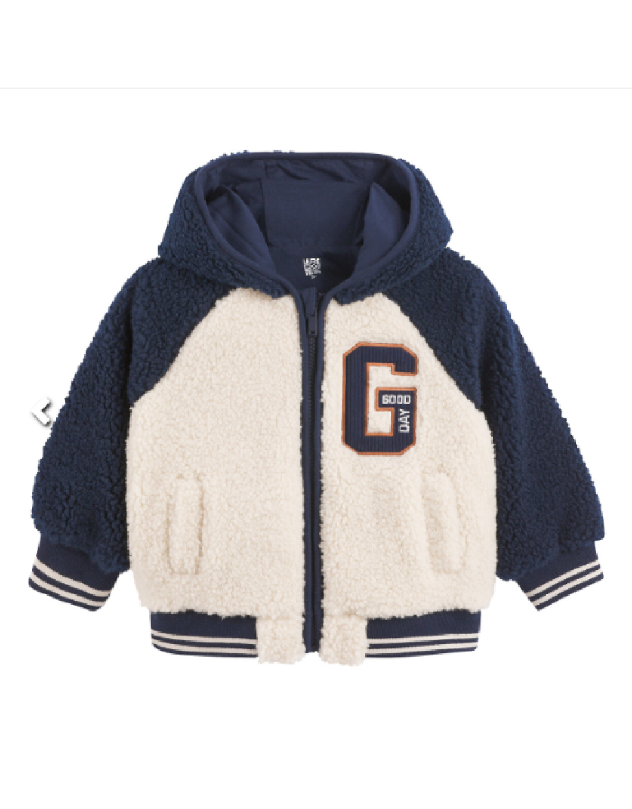 Teddy Faux Fur Bomber Jacket with Hood
