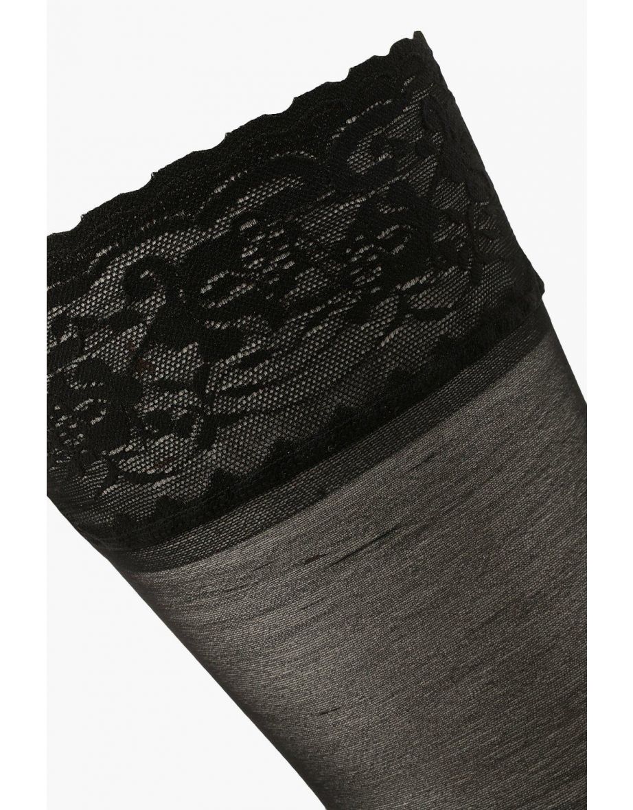 Lace Top Stockings - black - 1