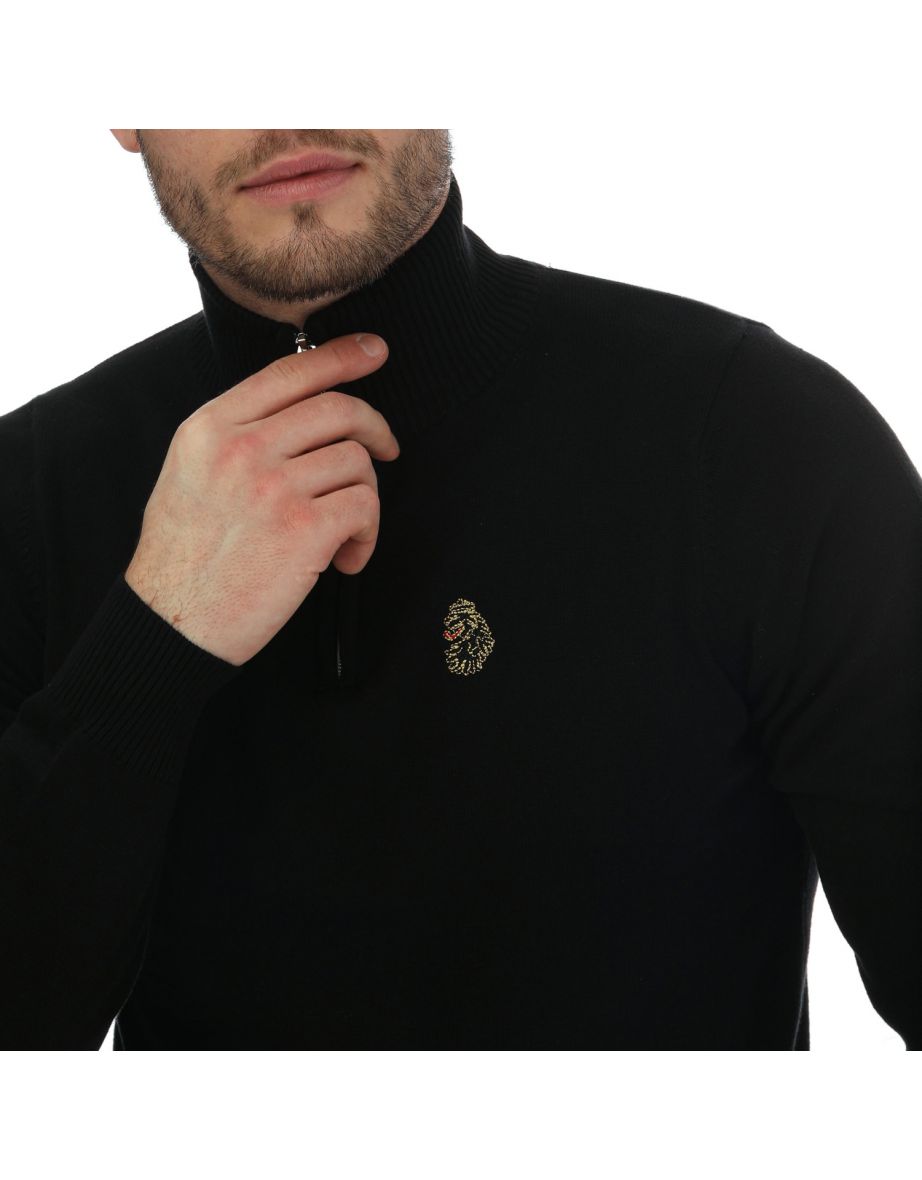 Men's Luke 1977 Pretender 1/4 Zip Jumper in Black - 5