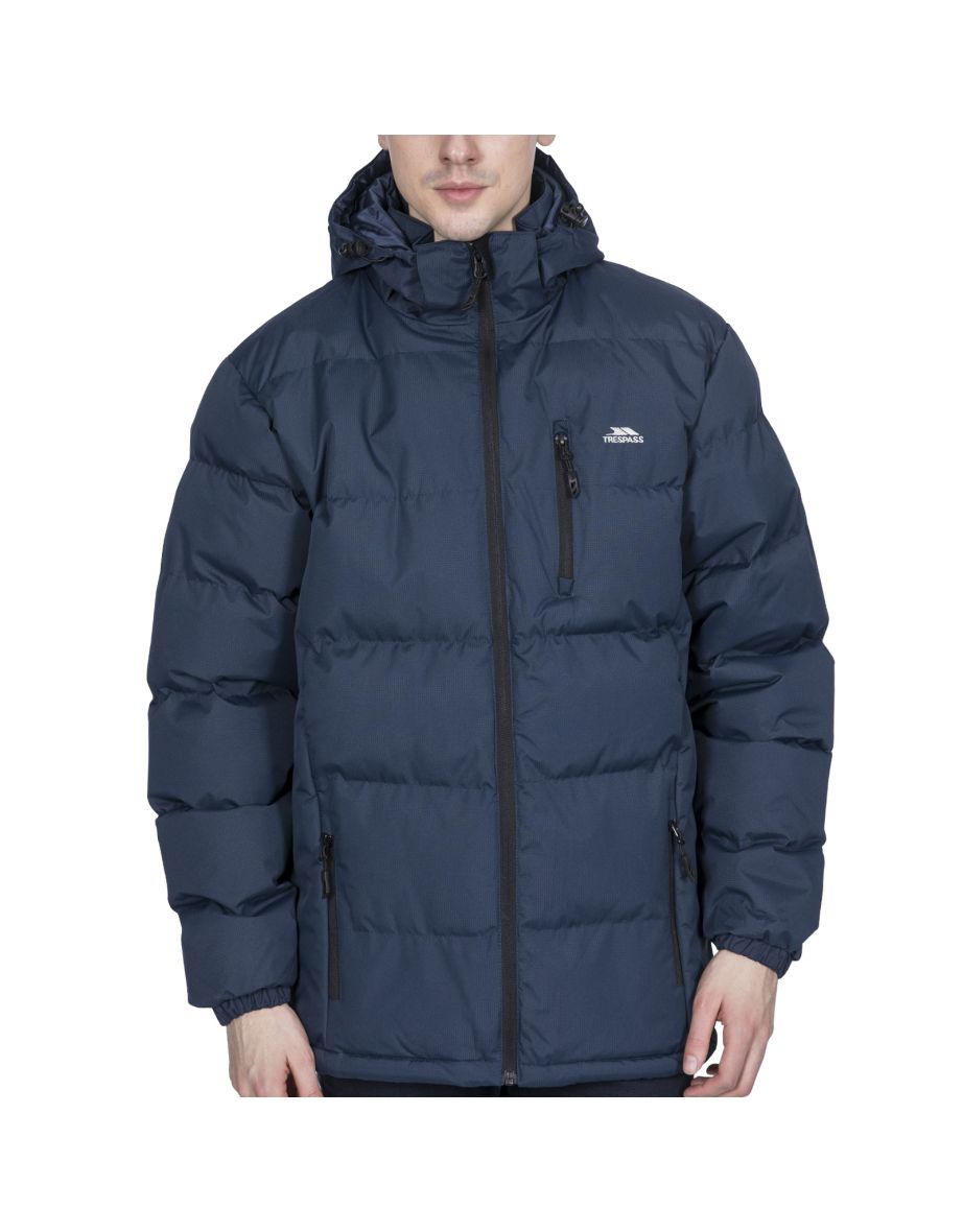 Trespass mens clip padded hooded store jacket navy