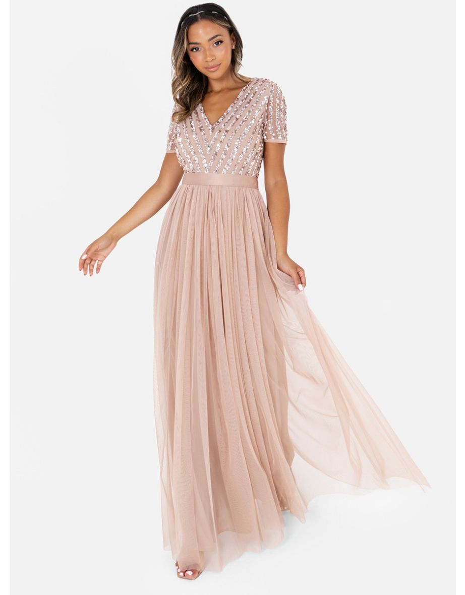 Maya plain tulle gathered maxi dress hotsell