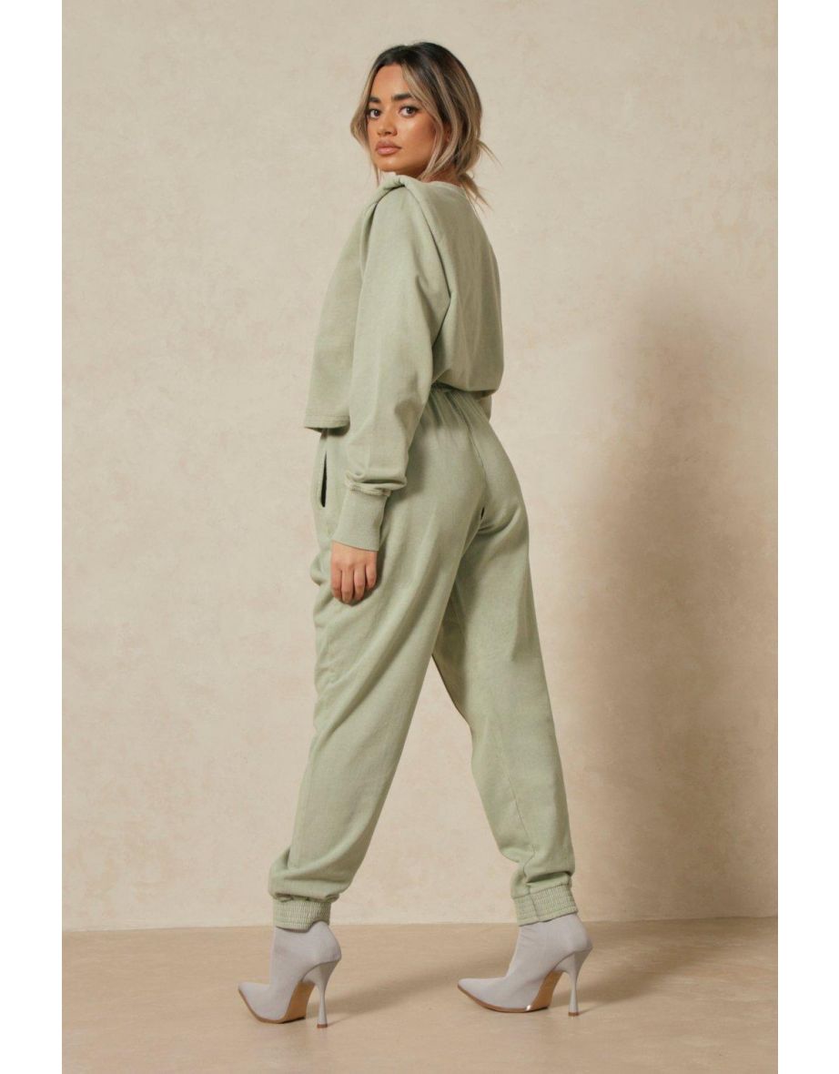 Acid Wash Pin Tuck Cuff Jogger - 2