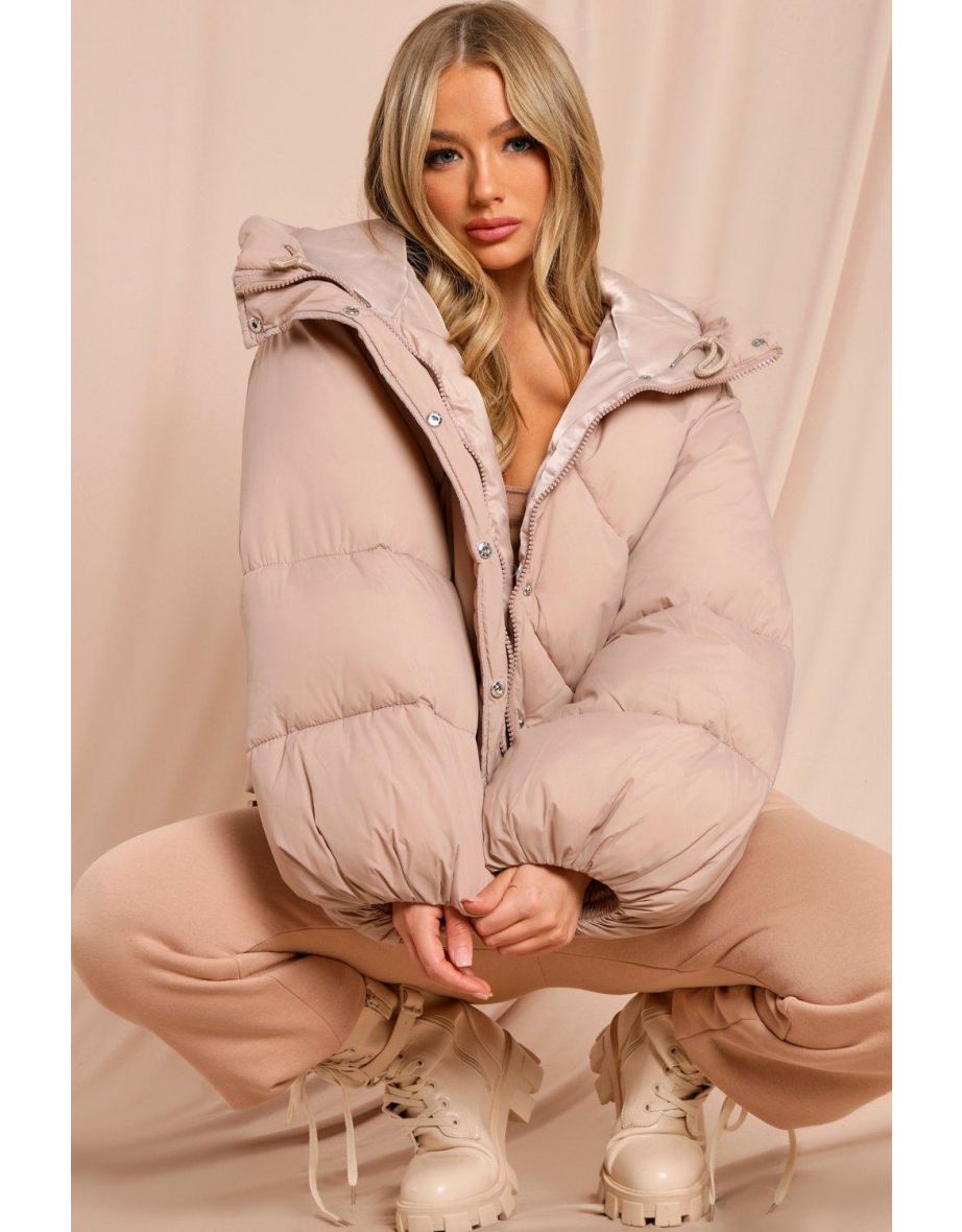 Oversized Sleeve Hooded Puffer Jacket - 2