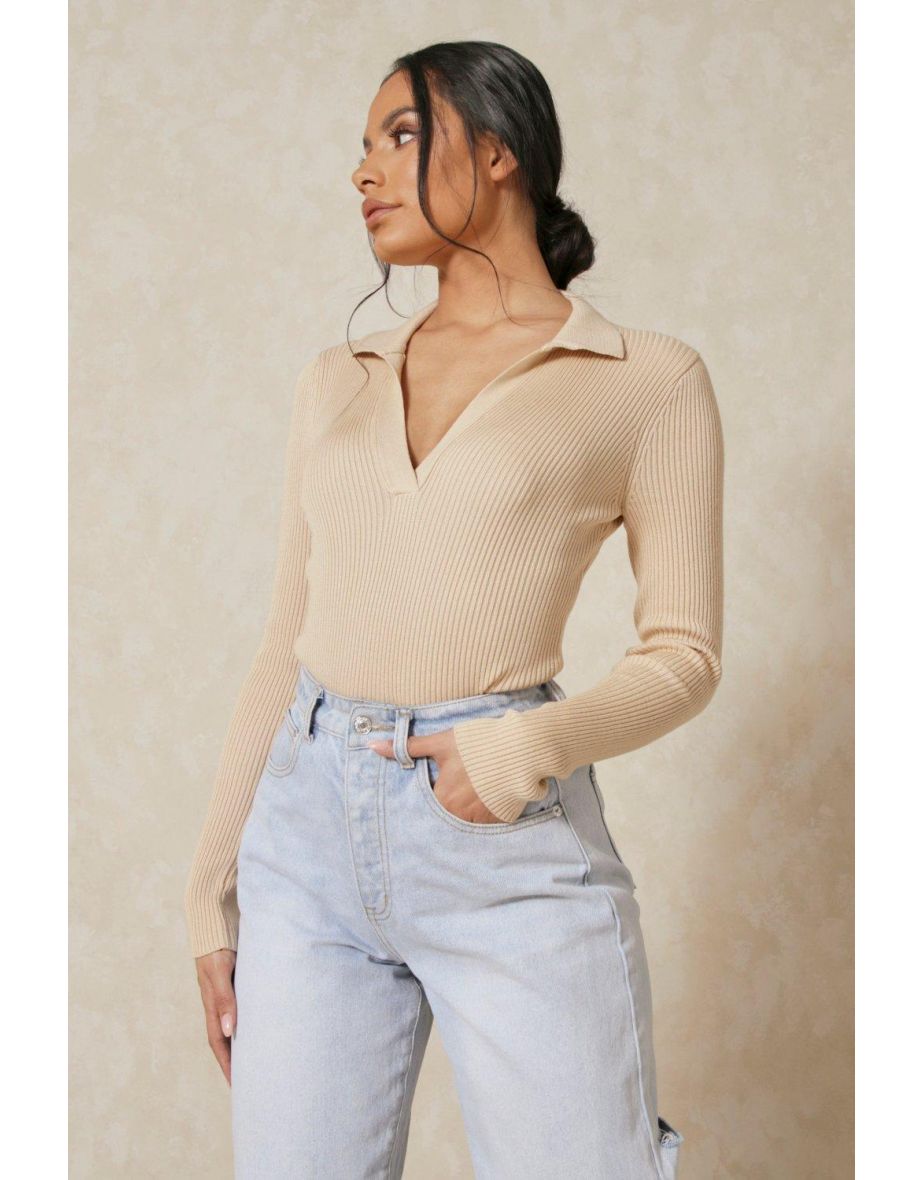 Knitted Collared Bodysuit