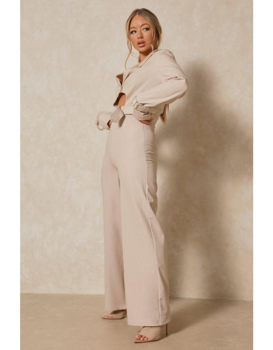 Luxe Twill Wrap Waist  Wide Leg Trouser