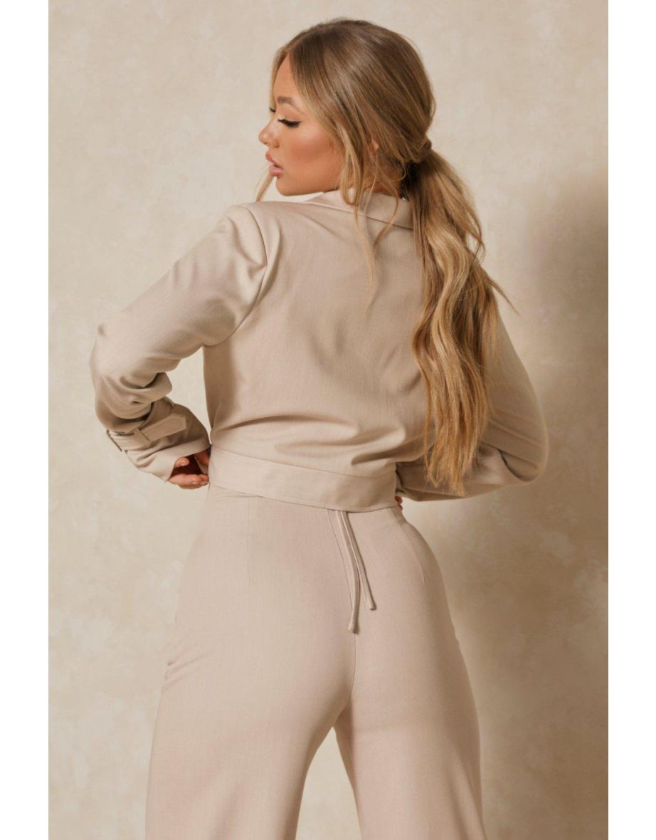 Luxe Twill Cropped Buckle Detail Blazer - 2