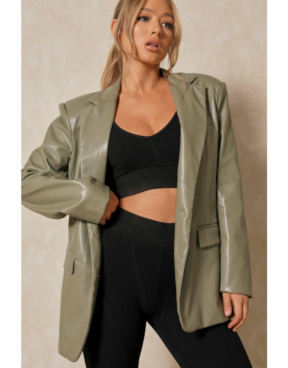 Leather Look Oversized Blazer