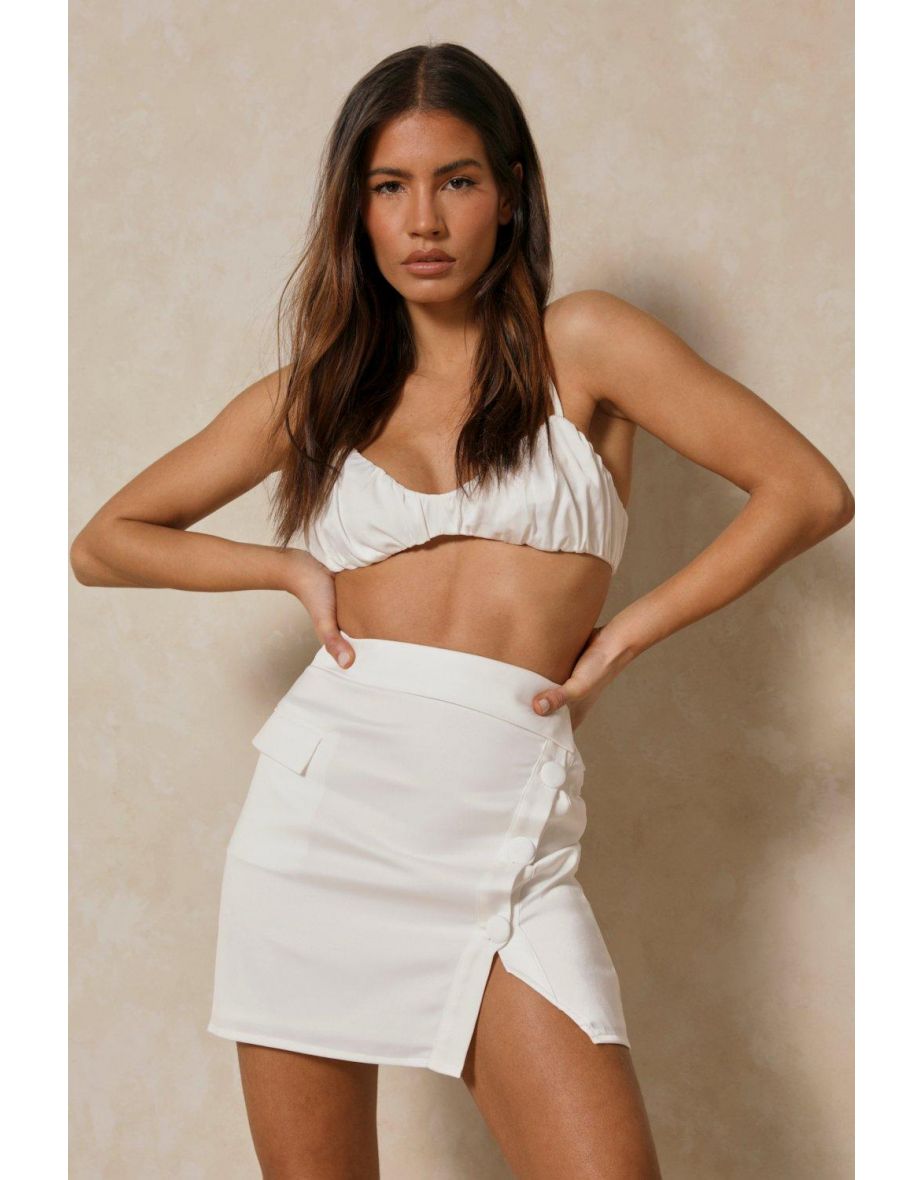 Tailored Premium Satin Pocket Mini Skirt