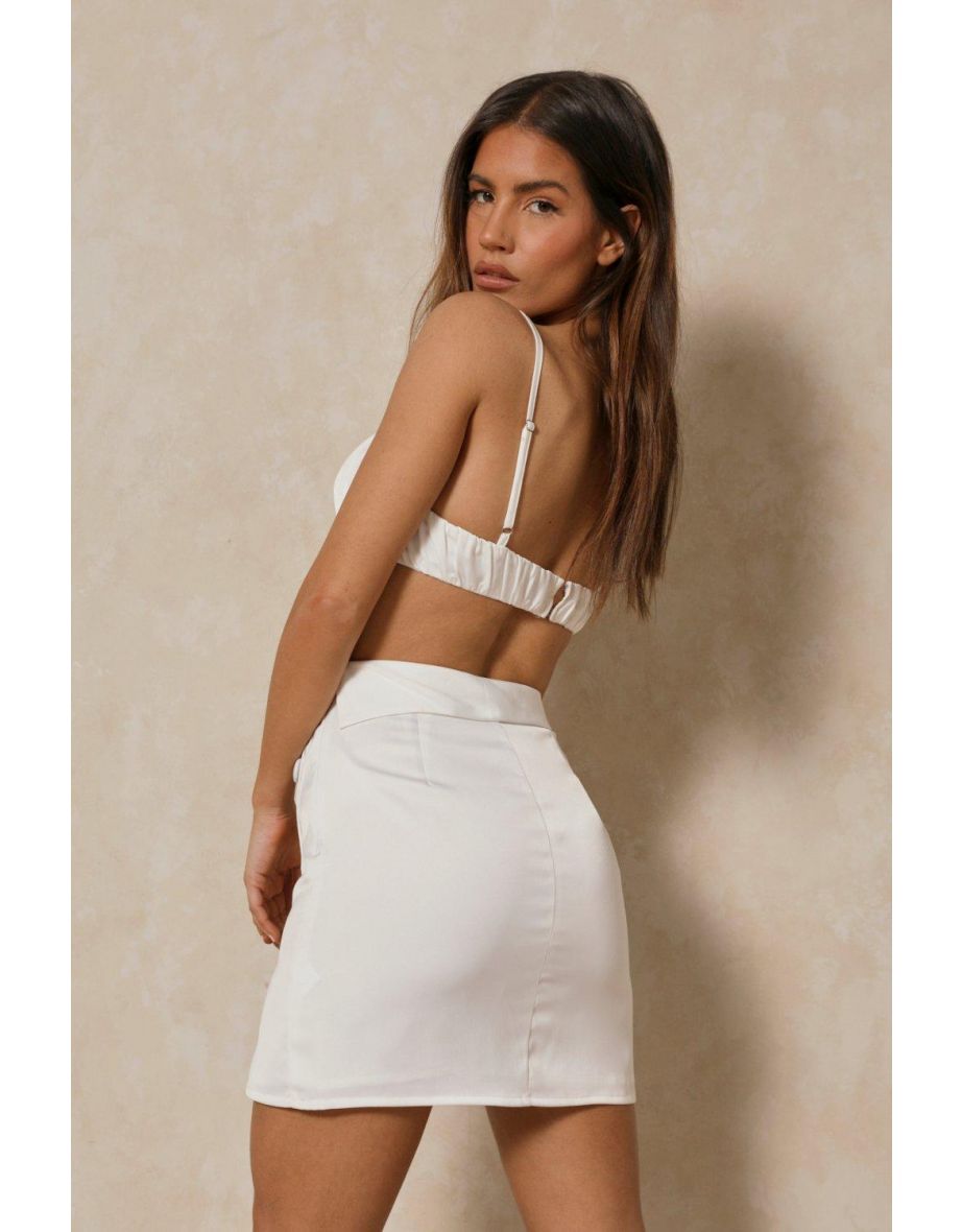 Tailored Premium Satin Pocket Mini Skirt - 2