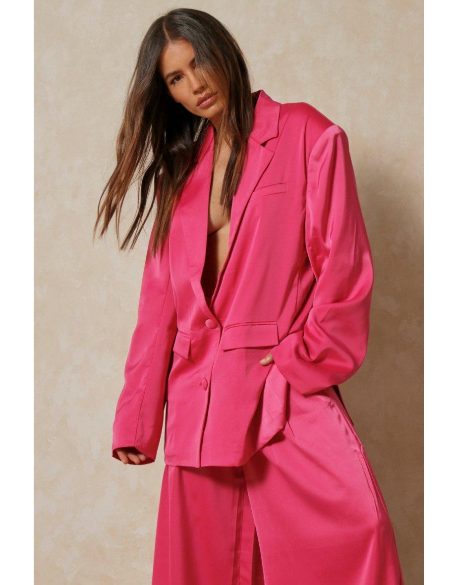 Tailored Premium Satin Oversized Blazer - 2