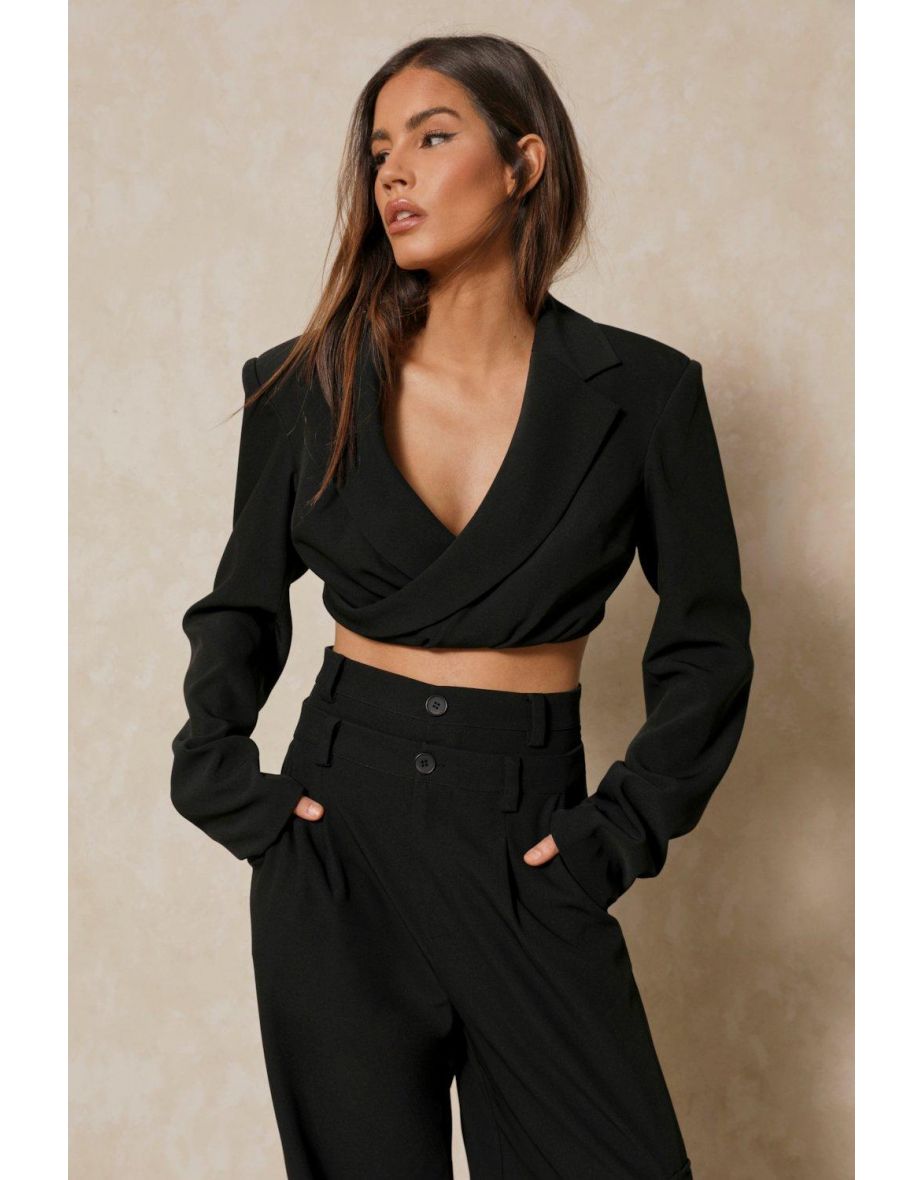 Tailored Draped Cropped Blazer