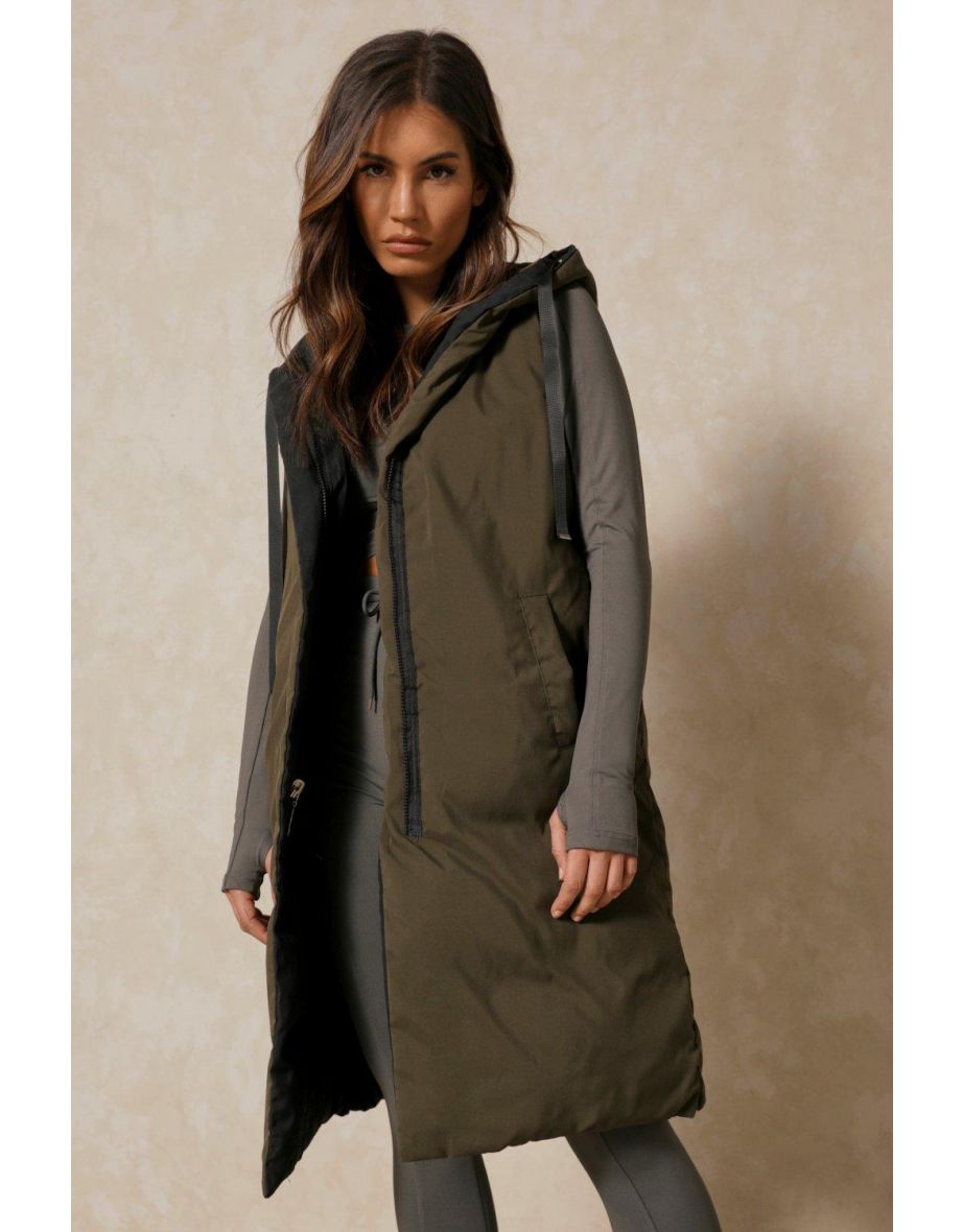 Reversible Longline Sleeveless Padded Gilet Jacket