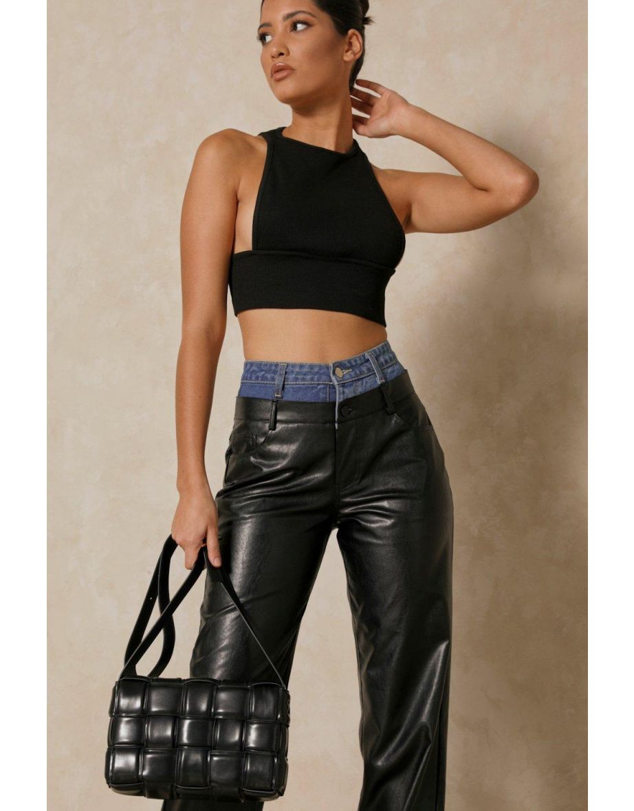 High Neck Thick Band Crop Top