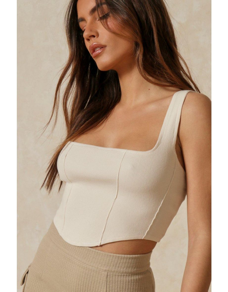 Ribbed Seam Detail Corset Top