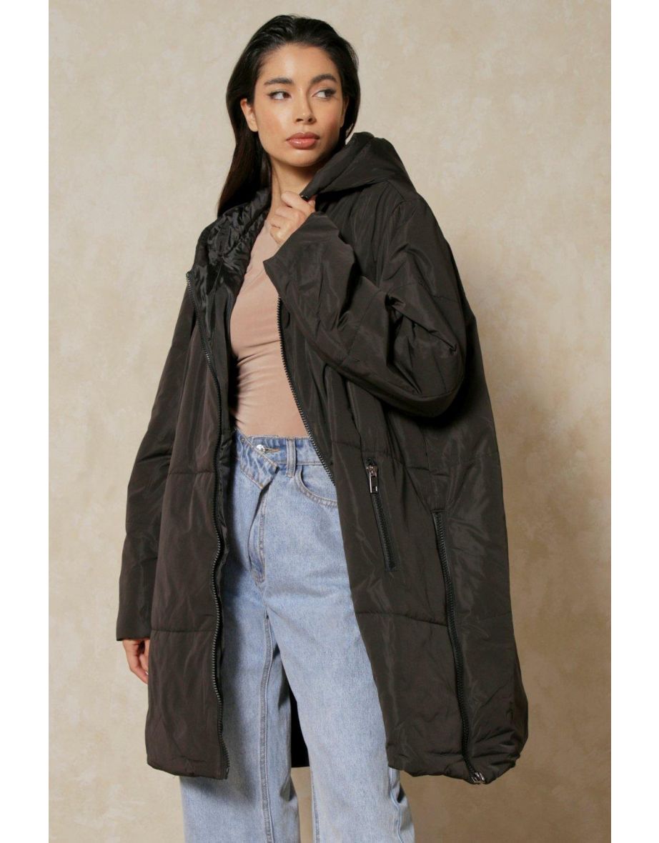 Oversized Zip Side Puffer Coat