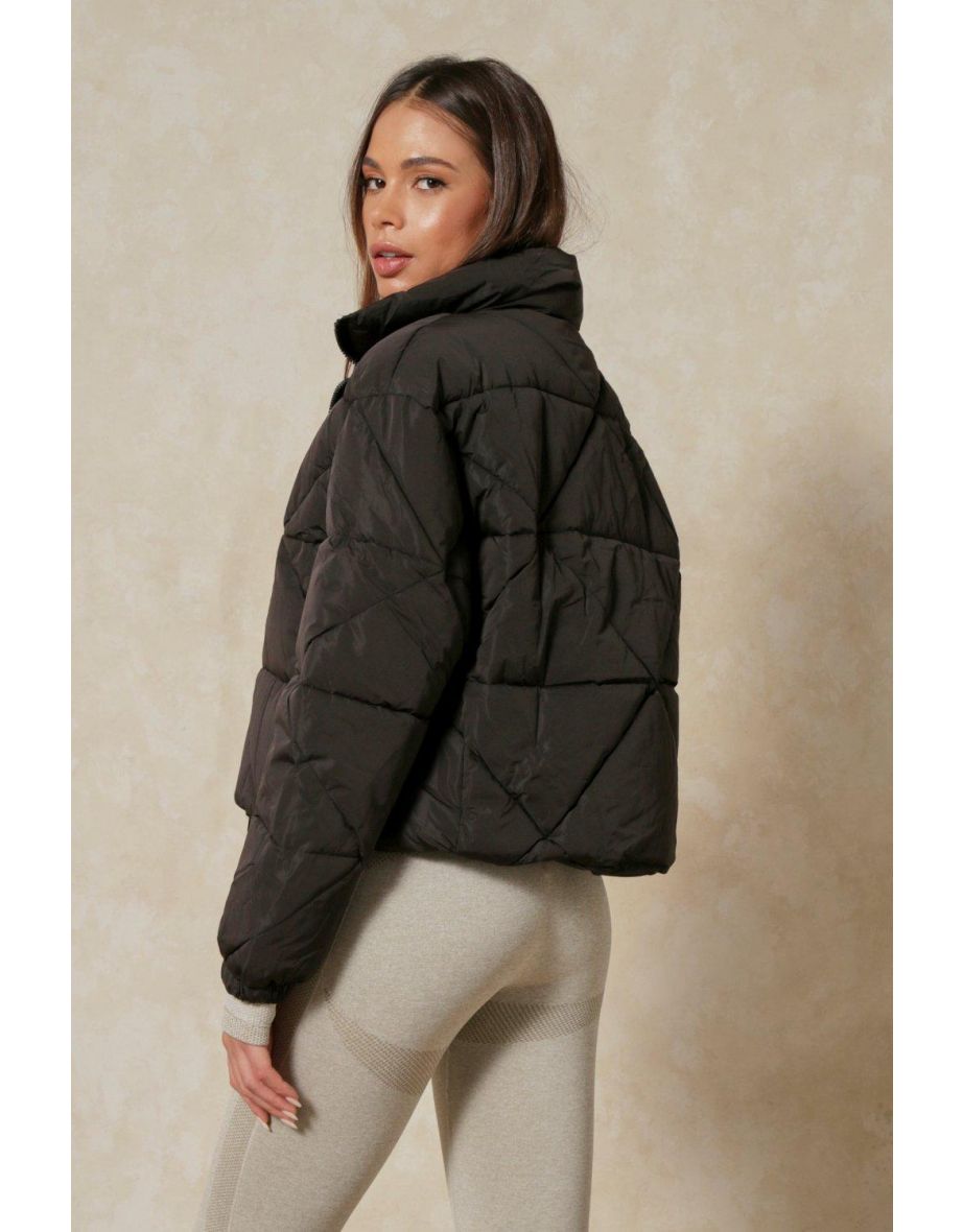 Quilted Cropped Puffer Coat - 2