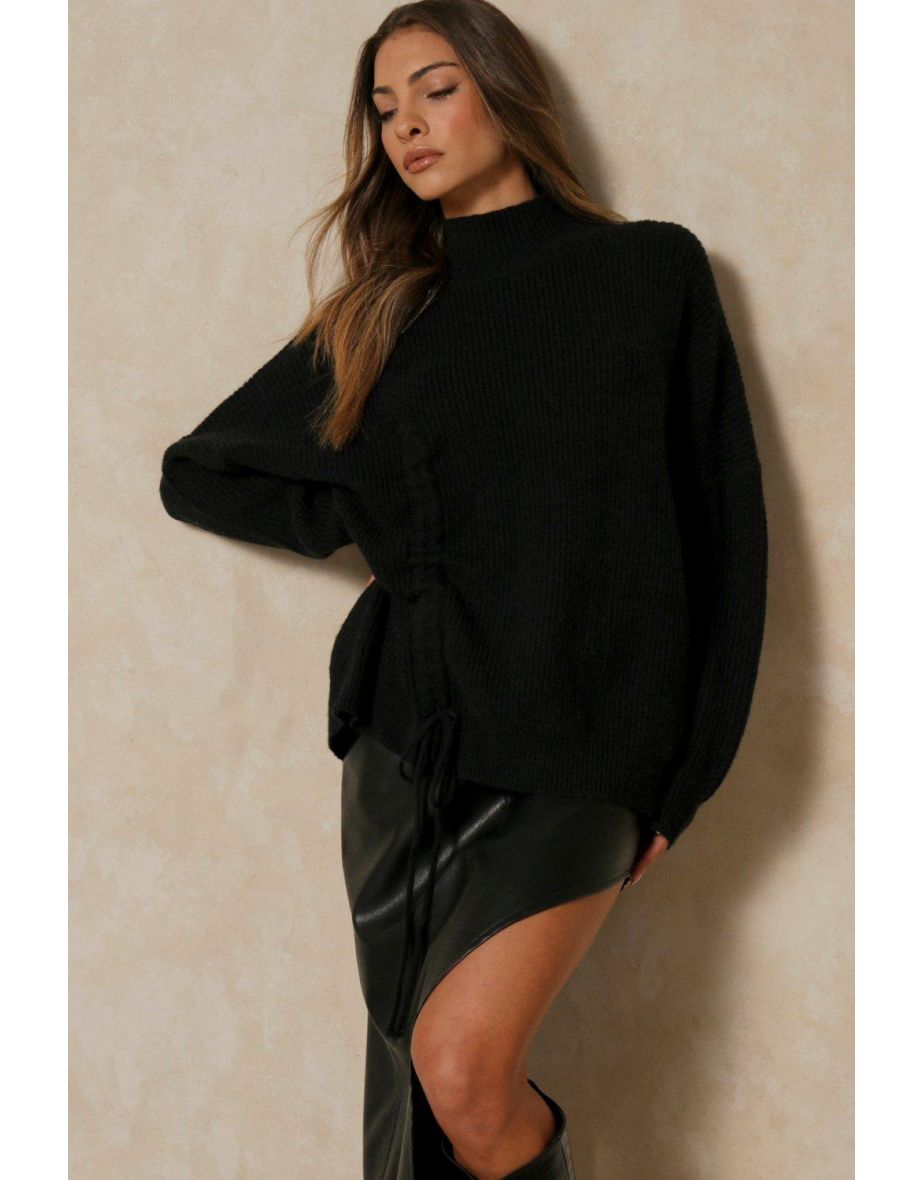 Ruched Side Rib Knit Jumper