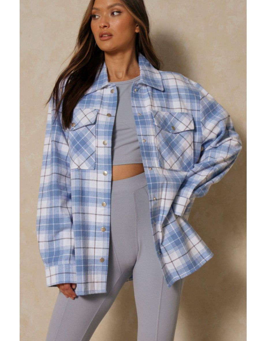 Lightweight Oversized Check Shacket